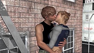 3D Cartoon Babe Gets Fucked Hard on a Fire Escape