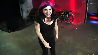 Whorish emo chick Joanna Angel is going wild in motorcycle club