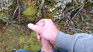 Cumshot in the forest, third cum of the day