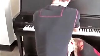 Cute french gf sucking cock on piano part1