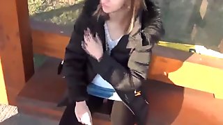 Ria getting fucked anally at the bus stop