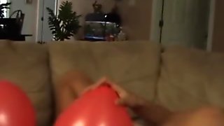 Naughty girl love popping balloons
